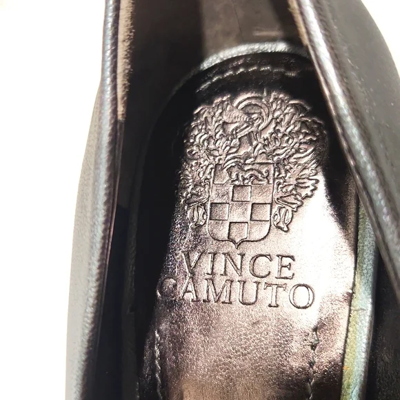 NEW Vince Camuto Leather Pewter Peep Toe Platform Bow Detail 5" Heels  Size 8.5B - Picture 10 of 15
